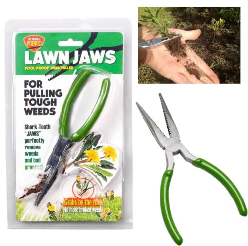 Lawn Jaws The Original Sharktooth Weed Puller Remover Weeding & Gardening Tool Weeder -Pull from The Root Easily! Ergonomic Handheld Weeding Tool for Spring Summer Cleaning, for All Age Gardeners