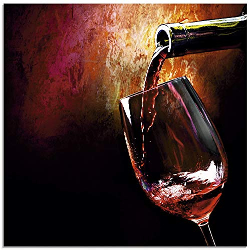 ARTland Wanddeko Glasbilder Wandbild Glas Bild einteilig Quadratisch Rotwein Lounge Bar Restaurant Italien Wein Kunst Malerei T5PV