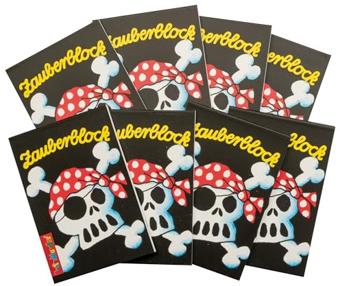 8 ZAUBERBLÖCKCHEN * Jolly Roger * im Set mit je 24 Seiten in DIN A8 von Lutz Mauder // Mitgebsel Kindergeburtstag Malbuch Pirat Schwarze Flagge Totenkopf