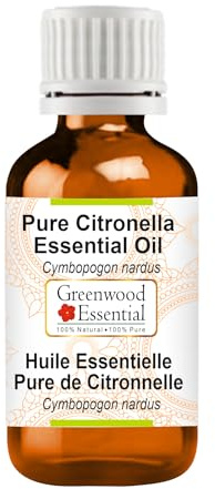 Greenwood Essential Pure Citronnelle Huile Essentielle (Cymbopogon nardus) 100% Naturelle De Qualité Thérapeutique Distillée À La Vapeur 30 ml (1,01 oz)