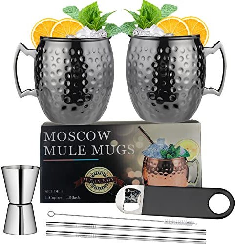2 Stück Moscow Mule Becher Set, 18Oz Handgemacht Cocktail Tasse for Kaltes Getränk, Wein, Bar, Party, Geschenkset