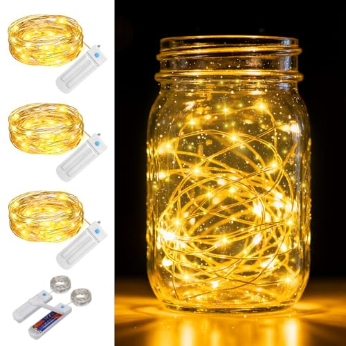 ZNYCYE Fairy Lights - 3 Pack 50 LED Battery Lights with Timer(8.2ft), 7 Modes Christmas Decorations Gifts String Lights Waterproof Fairy Lights Battery Operated for Bedroom,DIY Wedding, Party