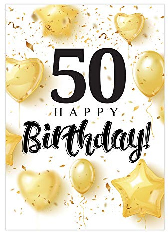 Friendly Fox Geburtstagskarte runder Geburtstag, 1x DIN A5 große Geburtstagskarte zum 50. Geburtstag, Glückwunschkarte Geburtstag, Happy Birthday Karte mit Umschlag, Klappkarte