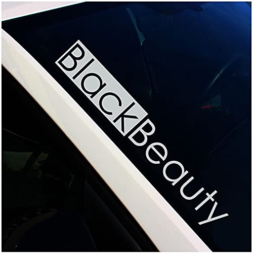 Adhesivo para parabrisas delantero con texto en inglés Black Beauty para parabrisas trasero de coche, adhesivo FS118 (gris medio, adhesivo exterior)