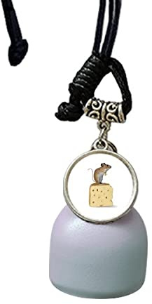 OFFbb-USA Mouse Cheese Outline Icon Overlooking Wind Chimes Bell Car Pendant