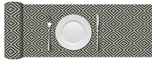 Panorama Camino de Mesa Rombos Pequeños Azules 30x100 cm - Fabricado en Vinilo - Impermeable y Lavable - Table Runner - Rústico y Moderno - Decoración
