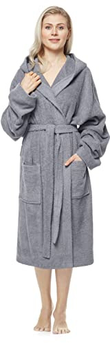 Badrock med huva för kvinnor, vaddlängd, Färg: Grå, Storlek kvinnor: XL, Storlek unisex: XL-XXL