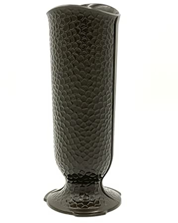 Terravas' Ionic Vase - Replacement Cemetery Flower Vase - 4 D Base with 3 Flanges to Lock-in. Dark Brown, Plastic Replica (Not Bronze) Quantity: 1