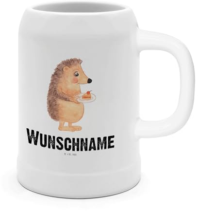 Mr. & Mrs. Panda Bierkrug Personalisiert Igel Kuchenstück - Personalisierte Geschenke, Mit Namen, Geburtstagskuchen, Torte, Kuchen Backen, Personalisierbarer, Tiere, Steinkrug, Essen Spruch