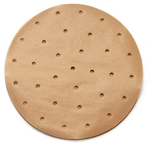 HoitoDeals 8 Inch Round Air Fryer Liners Disposable Paper Non Stick For Roasting Baking Microwave (Brown)