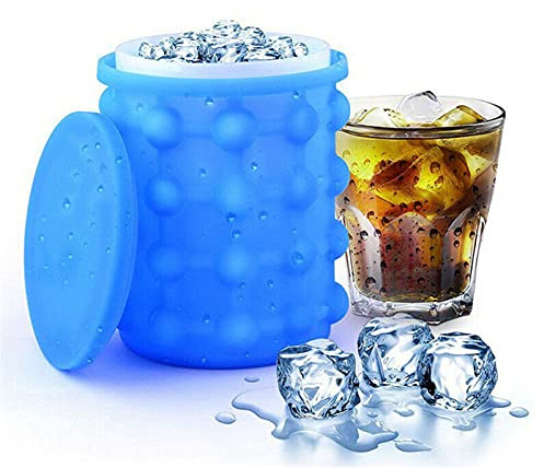BTZHY Seau à Glace, Seau à Champagne Glaçons,Moules à glaçons en Silicone Bleu foncé, Seau à glaçons pour congeler des Cocktails, Whisky, Moule à Seau à Glace, Seau à Glace Moderne, Seau à glaçons