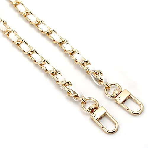 Duories Taschenkette 120cm,Tasche Schultergurt Kette Accessoires Tasche mit Metallband Diagonal Durch die Lederkette,Ersatzzubehör für Handtaschen,Umhängetaschen,Geldbörsen,Hellgoldene Kette (weiß)