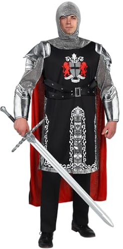 Spooktacular Creations Knight Armor cape tunika huvset, vuxen kostym kollektion, svart drake riddare kostym för halloween utklädnad cosplay fest