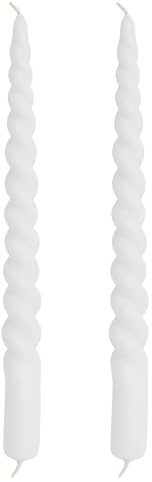2er Set Stabkerzen Lene | gedreht | weiß | 25cm lang | ohne Duft | Tafelkerze Leuchterkerze Spitzkerzen spiralförmig