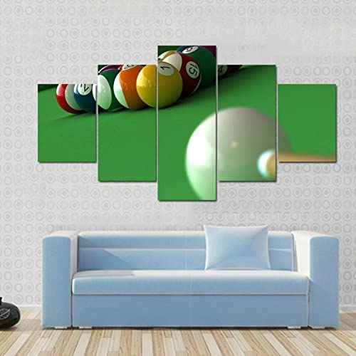 Leinwand Bilder Leinwandbildersnooker Billard (Mit Rahmen 150 X 100 Cm) Hd Poster 5 Teilig Wohnzimmer Wandbilder Gemälde Wohndekorationen Wanddekoration Geschenk Schlafzimmerbürohotelwandkunstfoto