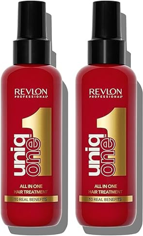 REVLON PROFESSIONAL UniqOne Protector Térmico Pelo, Tratamiento Hidratante para Cabello en Spray sin Aclarado, Fragancia Classic - 150 ml (Paquete de 2)
