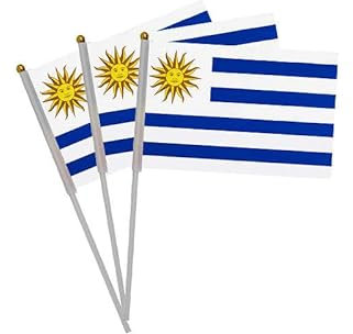 Lot de 20 drapeaux à manivelle de l'Uruguay pour la fête nationale des fêtes, défilés, drapeaux de main, événements sportifs, décoration de bar