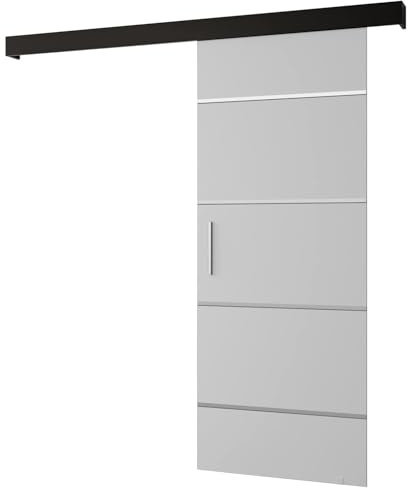Schiebetür Komplettset - Schiebetürsystem Salwador 4 - Schiebetüren - Trennwände - Raumteiler - Innentüren, Tür 90x204 cm - Schiebetür Schiene - Zimmertür mit Schiebetür Griff - Saloontür