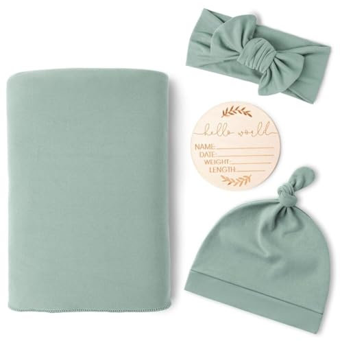 Uposao 4 Stück Baby Pucktücher mit Mütze Hut Set Weich Dehnbar Baby Pucktuch Baumwolle Mit Neugeborene Mütze Baby Spucktücher Bequemem Pucktuch für Neugeborene Mädchen Jungen