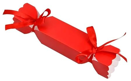 10 Stück Pralinenschachtel for Weihnachten mit Bändern DIY Süßigkeiten Schokolade Kekse Dekoration Party Geschenk Weihnachten Hochzeit Papier Verpackungsboxen(Red)