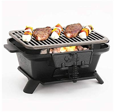 DDNGEJ Four portatif en Fonte à Charbon de Bois pour Barbecue extérieur, Gril à Charbon portatif Non revêtu