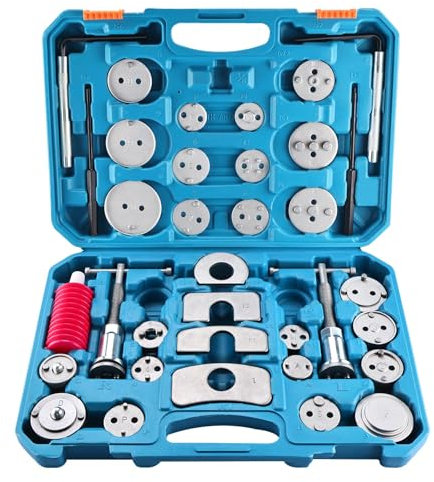 FreeTec Kit di Attrezzi per Pinza Freno a Disco 35 Pezzi, Strumento Robusto per la Compressione e la Rotazione dei Pistoni della Pinza Freno per la Sostituzione delle pastiglie Freno