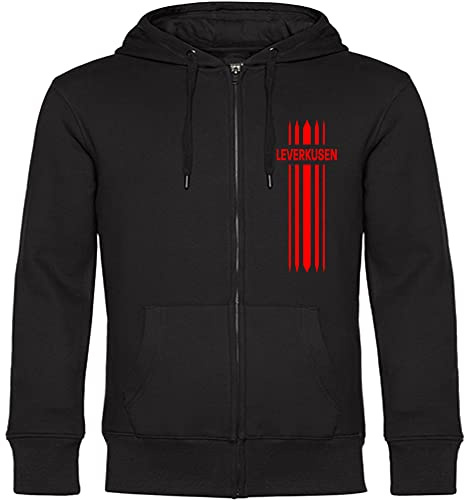 multifanshop Kapuzen Sweatshirt Jacke - Leverkusen - Streifen - Druck rot - Sweat Größe XL schwarz
