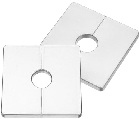 sourcing map 2Pcs ABS Plastics Square Shaped Escutcheon Plate, Wall Split Flange, 22mm Diameter Wall-Mounted Pipe Mouth Decorative Cover, Silver