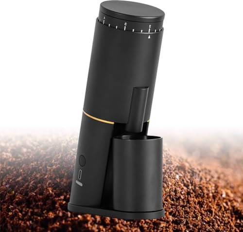 Mini molinillo de café eléctrico, pequeña máquina de café comercial hecha a mano, molinillo de café con rebabas automática ajustable, niveles de molienda múltiples, para granos de café, especias