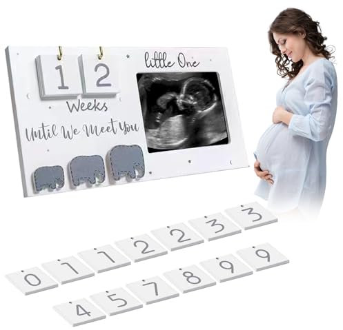 Baby-Scan-Bilderrahmen, Baby-Sonogramm-Bilderrahmen mit Countdown-Wochen, Kalender, Schwangerschaftsankündigung, Ideen, Baby-Ankündigung, Geschenke, werdende Mütter