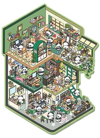 Hausaufkleber, Große 3D Hausszenenaufkleber, wiederverwendbare Aufkleber für Zuhause, Cartoon-Miniatur-Szenen-Aufkleber Für Kinder Erwachsene, Aufkleber Kleine Räume