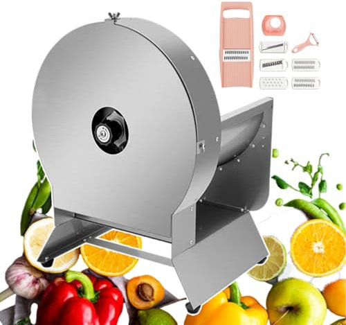 forplubossmmp Cortadora De Verduras Eléctrica Comercial con Juego De Ralladores De 7 Piezas | Cortadora Eléctrica Y Manual | Cortadora De Frutas Y Verduras para Patatas | Acero Inoxidable,Round