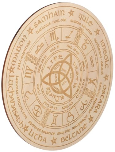 GOOHOCHY Runde Holzplatte als Ritualornament für Hausaltar und Deko | 1 Stück, Khaki, Rund Geformt, für Wahrsagebrett und Religiöse Zeremonien