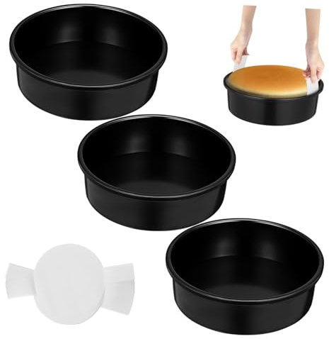 Mobestech Lot De 3 Moules À Gâteau Ronds Antiadhésifs Moules À Gâteaux Ronds Moules À Biscuits Pour Papier Sulfurisé Noir
