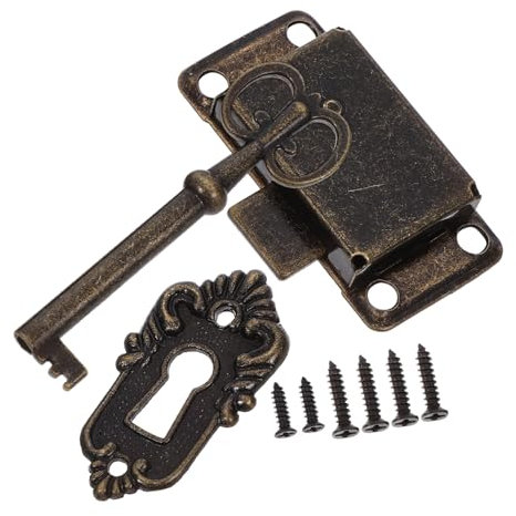 Antique Cabinet Lock Set with Key for Furniture and Jewelry Boxes