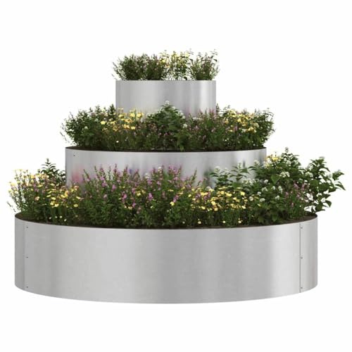 vidaXL Garten-Pflanzgefäß Silber 90 x 90 x 20 cm Edelstahl | Das gebürstete Finish sorgt für einen coolen Look,