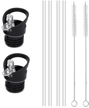 LightBeacon Bouchon Gourde Isotherme, 2 Pièces Couvercle à Paille de Rechange avec 4 Pailles de Rechange et 2 Brosses, Plastique PP, pour Cyclisme Sport Fitness Randonnée Camping