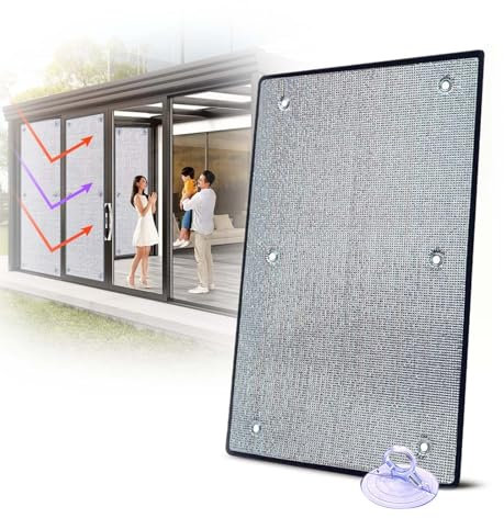 Générique Film Fenetre Réfléchissant Protection Solaire Film De Anti Regard Occultant Totalement 8mm Film Isolant en Aluminium avec Ventouse pour Toit Ouvrant Portes en Verre(40x180cm)