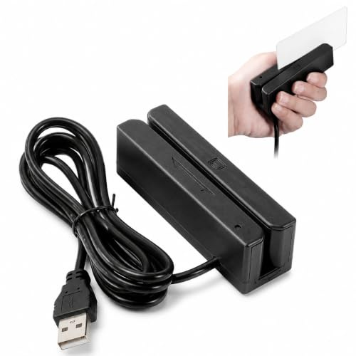 Ouitble Lector de Tarjetas de Banda Magnética USB MSR580 Lector Tarjetas de Credito 3 Pistas Mini mag Hi-Co Swiper para POS Registro de Cajero Caja Registradora