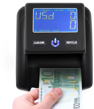 Rilevatore Banconote False 2 in 1, Rilevatore e Conta Banconote Portatile Senza Fili con Contatore Integrato e Batteria Ricaricabile Macchina Conta Banconote Rileva Euro Dollari
