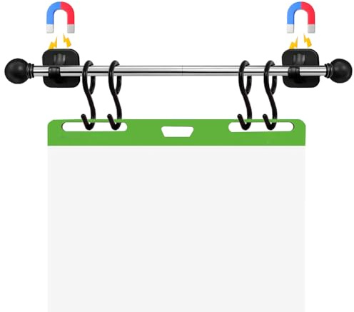 30 (77CM) Magnetic Anchor Chart Paper Holder, Magnetic Rod for Classroom Whiteboard, Magnets Date Cards Flip Calendar Pocket Chart Holder for Classroom, Easel Bar Decor White Board Accessories