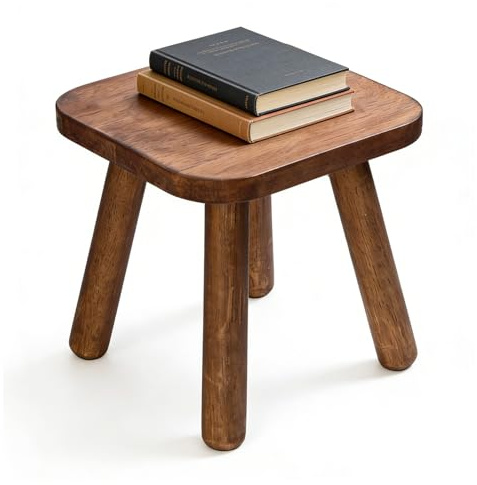 Small Wooden Stool, 24cm Square Stool, Removable Foot Rest, Non-Slip Stool | Portable & Sturdy, Supports up to 300 lbs, Plant Stool Indoor, for Living Room, Bathroom, Office, Garden, Fishing, Camping