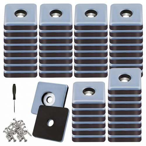 36 Stück Teflongleiter zum Schrauben - 25 mm Teflongleiter Selbstklebend mit 36 Stück Edelstahlschrauben und Einen Schraubendreher, Bodengleiter-Set Effektiver Schutz Ihrer Möbel Stühle Böden