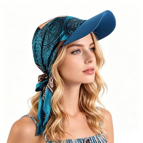 CHENNAN Foulard pour Femme avec visière à Bord Turban Casquettes De Baseball Attachées Visière Souple Femme Bandana Imprimé Anti-UV pour la Protection Solaire et Les Couvre-Chefs d'été