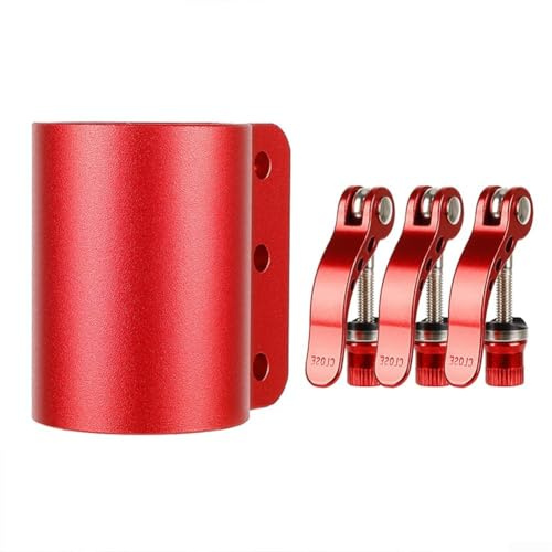 Quick Release 3 Lock Folding Clamp For Kaabo For Mantis 10 Electric Scooter, Heavy Duty Aluminum Alloy Stem Hinge, Black(Red)