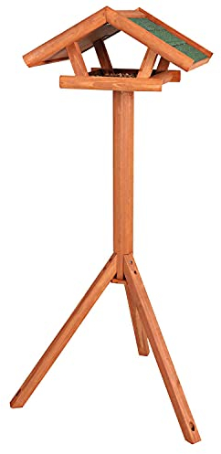 Trixie 5570 natura Futterhaus mit Ständer, 46 × 22 × 44 cm/1,15 m, braun