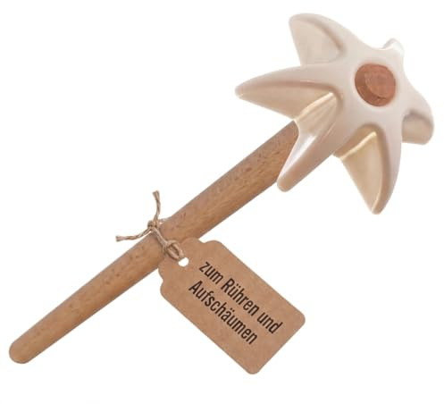 Quirl 25cm - DDR Geschenke - Küchenhelfer zum Kochen & Backen | Manueller Milchaufschäumer - Holz Rührbesen zum Mischen, Aufschlagen & Verrühren – Stabil & leicht zu reinigen