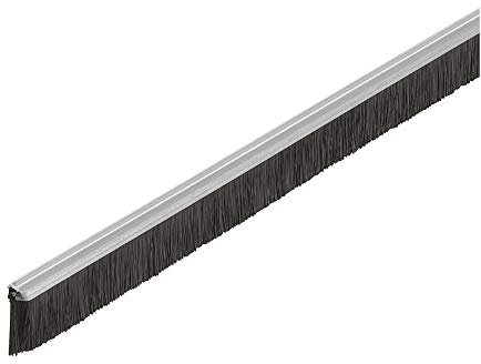 Gedotec Brosse de Bas de Porte | Coupe-froid Isolant pour Porte Suspendue, de Garage ou Autre |Rail à Balai d’Isolation en Acier Galvanisé avec Brosse en Polyamide | Longueur de 100 cm | Noir