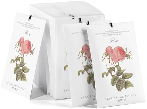 MYARO 12 Pcs Rose Scented Sachets Long Lasting Room Air Freshener Odor Deodorizer Eliminating for Home Drawer Closet Clothes Storage