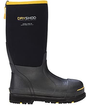 Dryshod Mens Slip Resistant Steel-Toe Work Safety Shoes |Waterproof | Rubber | Black | Size 12